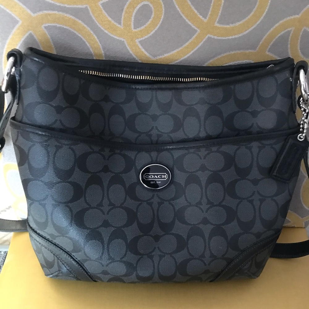Coach Black Leather Monogram Purse